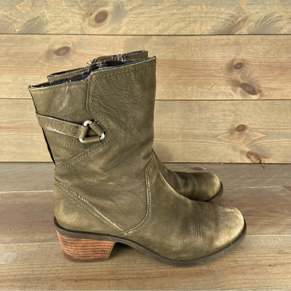 Teva foxy Womens size 8 shoes green leather waterproof side zip heel boots - Picture 2 of 8